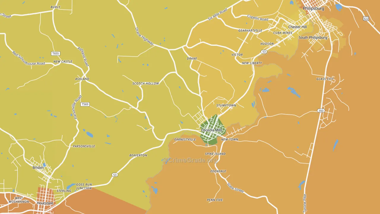 Osceola Mills, PA Map of Vandalism Rates