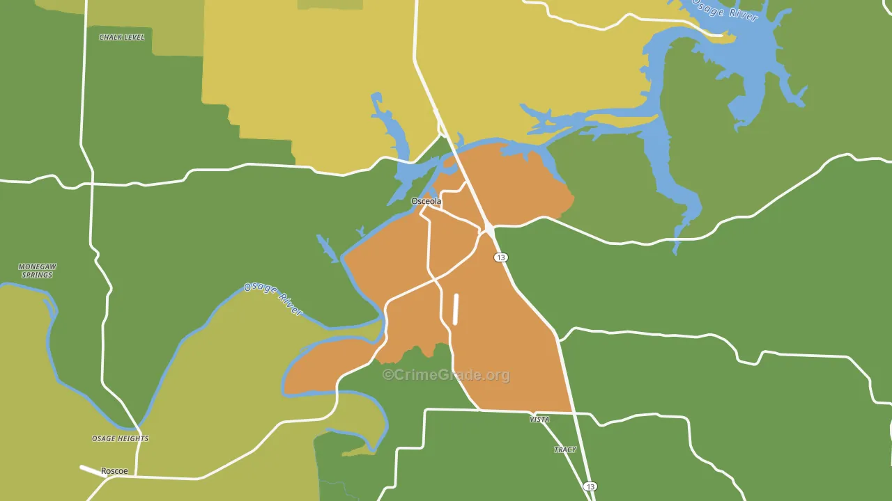 Osceola, MO Map of Vandalism Rates