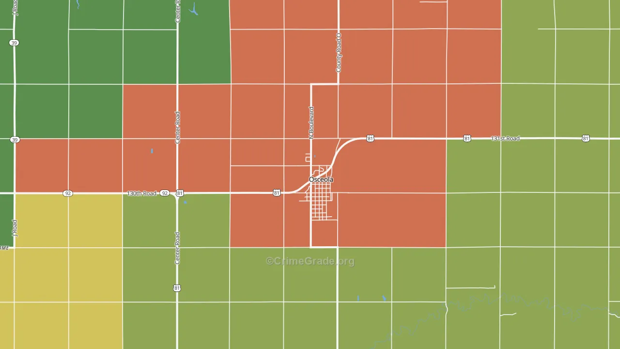 Osceola, NE Map of Vandalism Rates