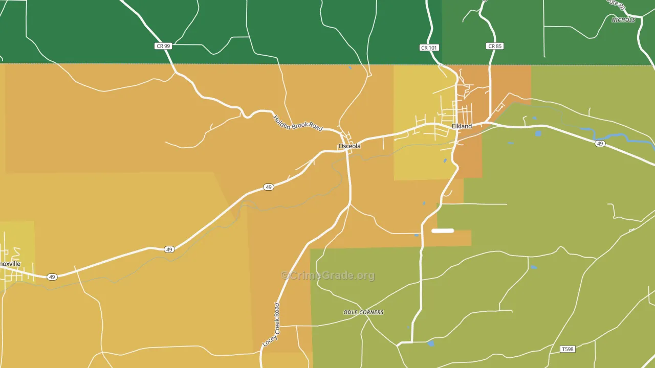 Osceola, PA Map of Vandalism Rates