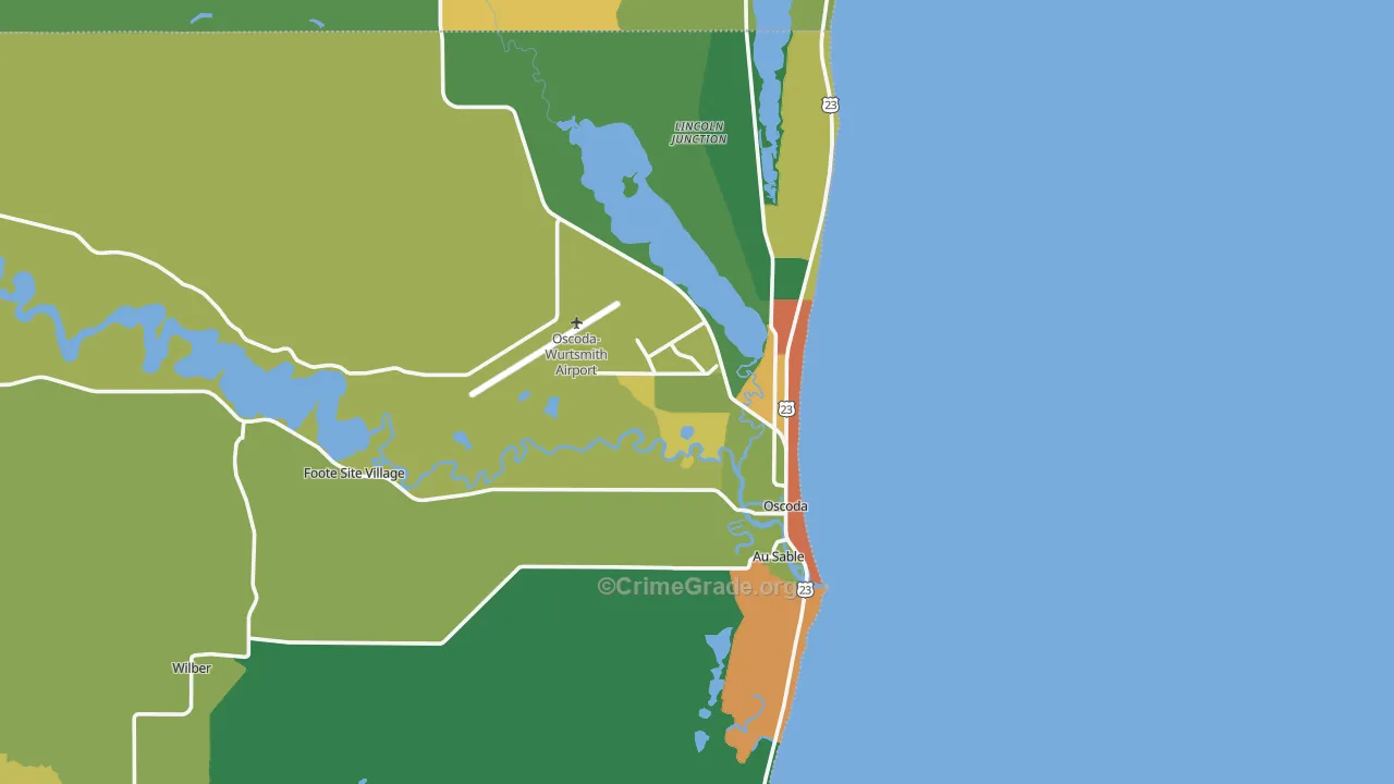 Oscoda, MI Map of Vandalism Rates