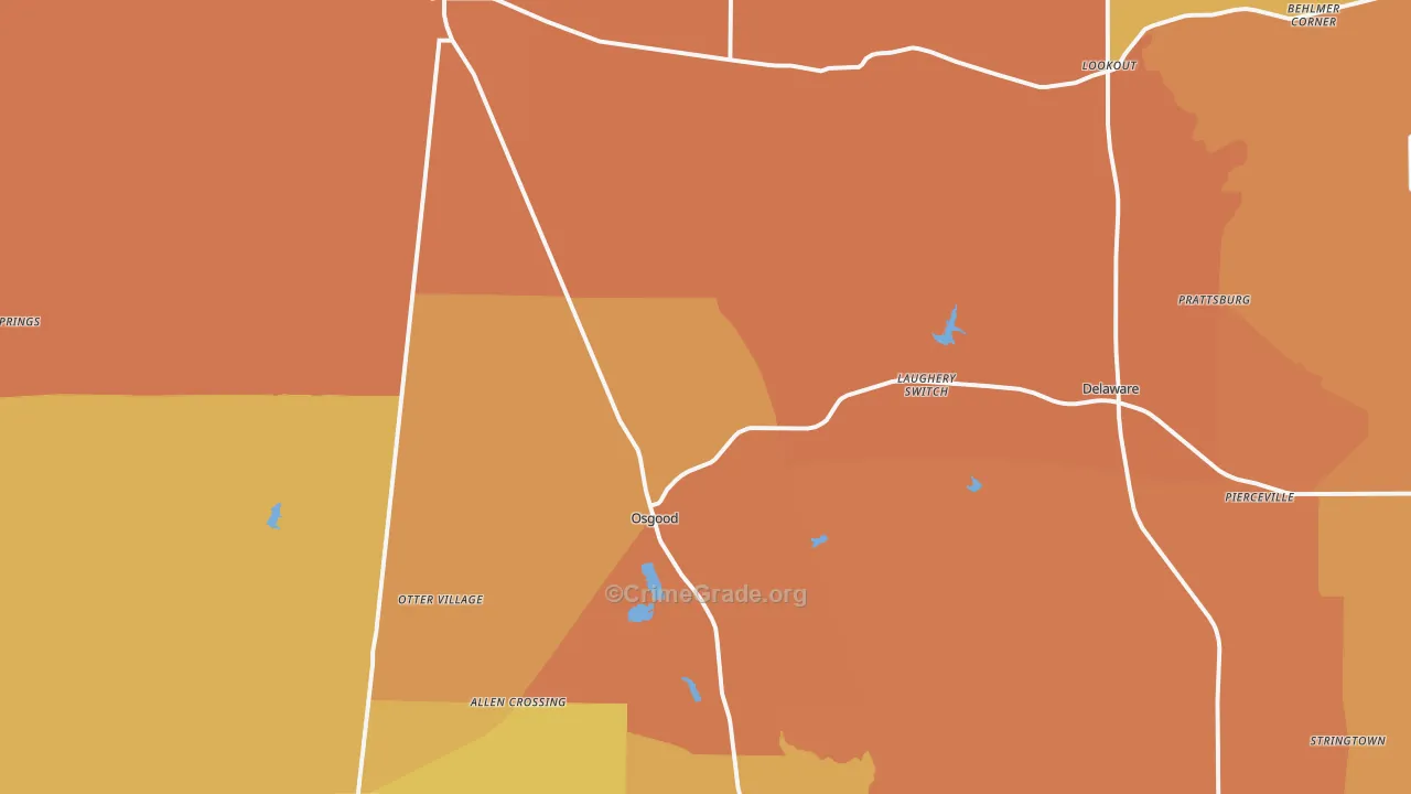 Osgood, IN Map of Vandalism Rates