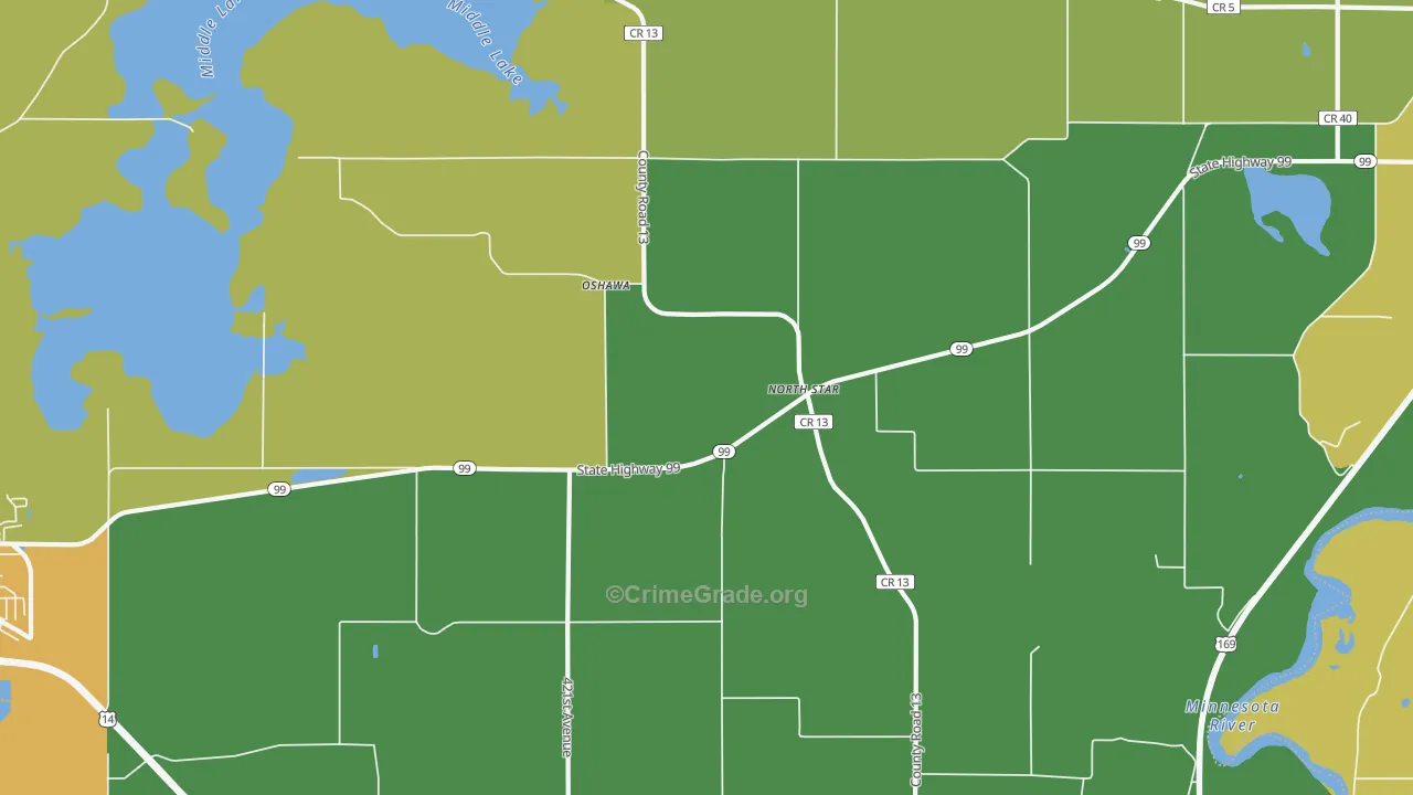 Oshawa, MN Map of Vandalism Rates