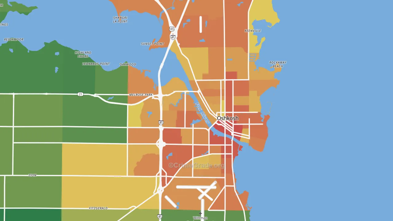 Oshkosh, WI Map of Vandalism Rates