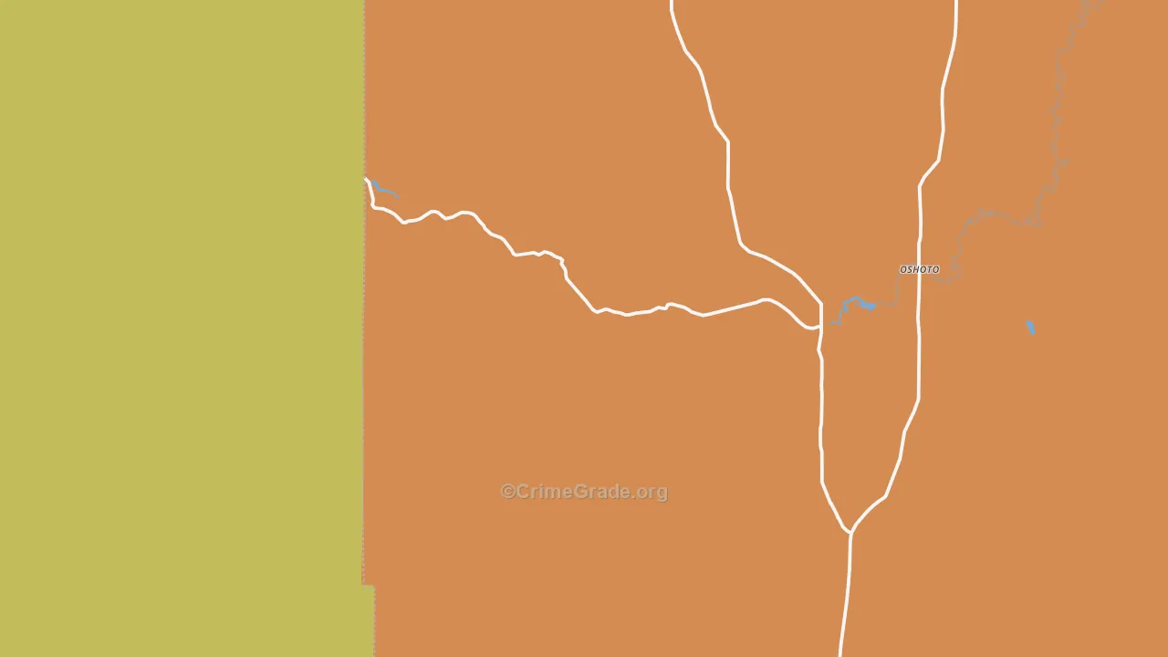 Oshoto, WY Map of Vandalism Rates