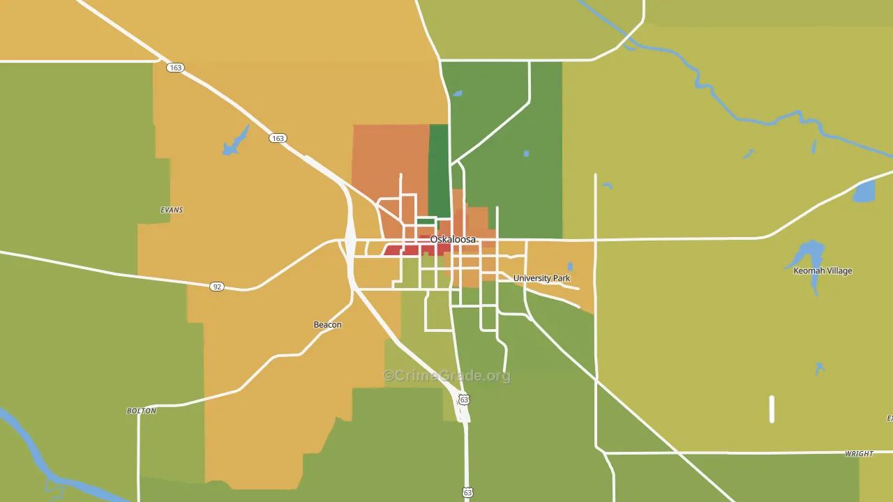 Oskaloosa, IA Map of Vandalism Rates