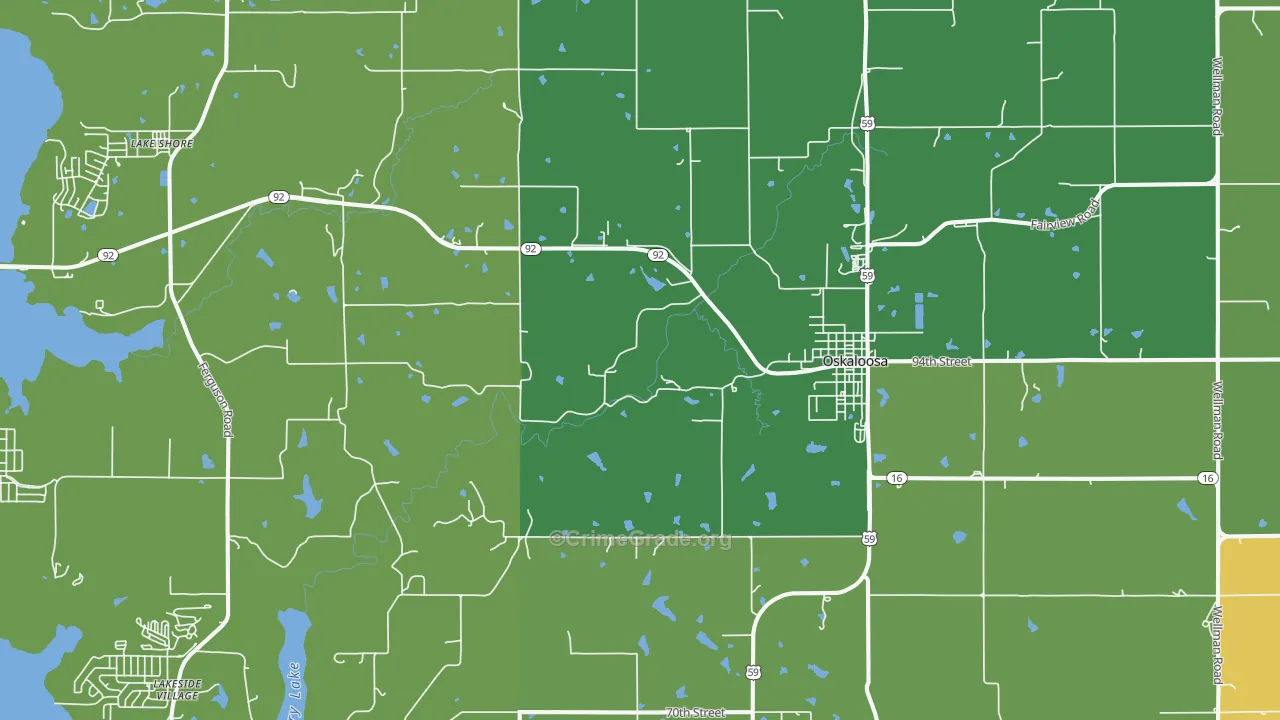 Oskaloosa, KS Map of Vandalism Rates