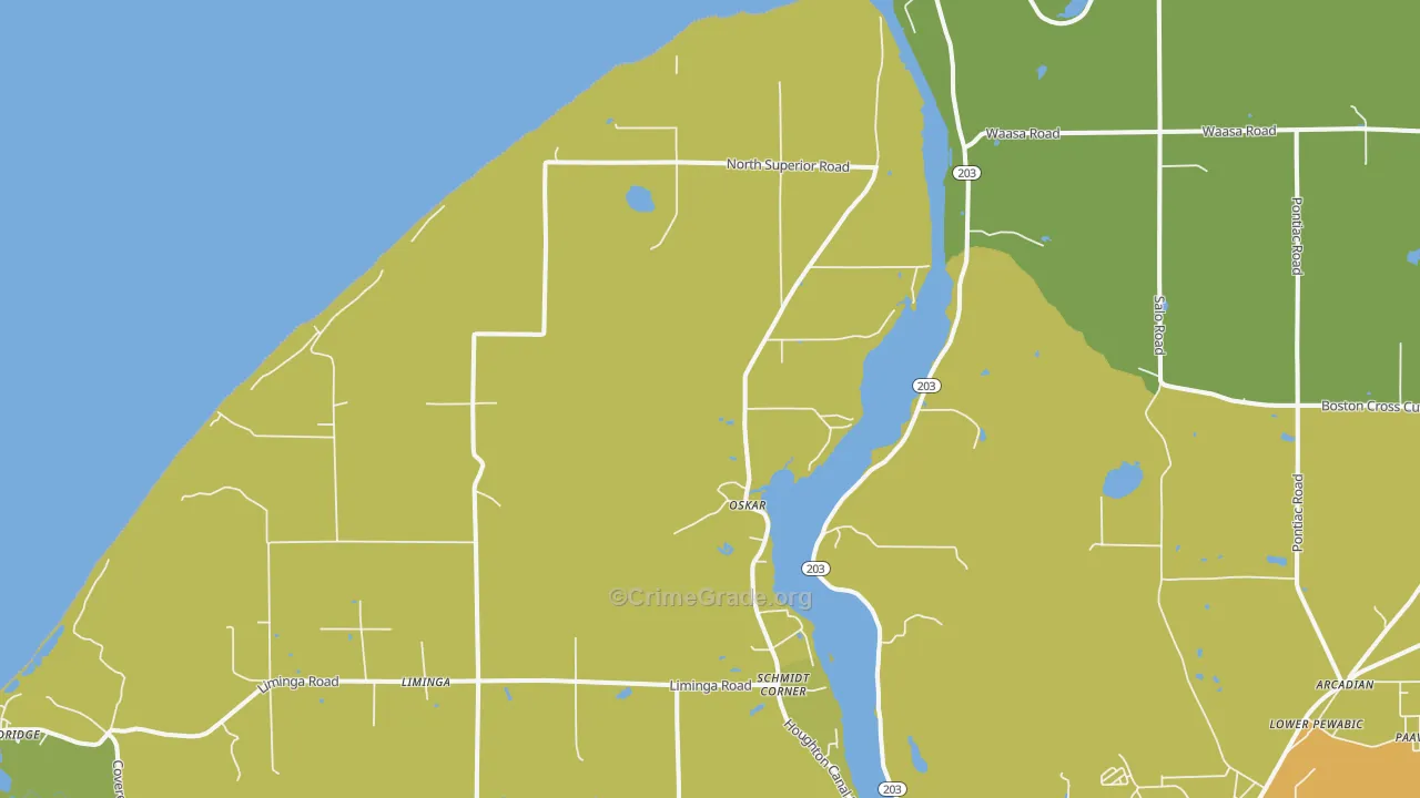 Oskar, MI Map of Vandalism Rates