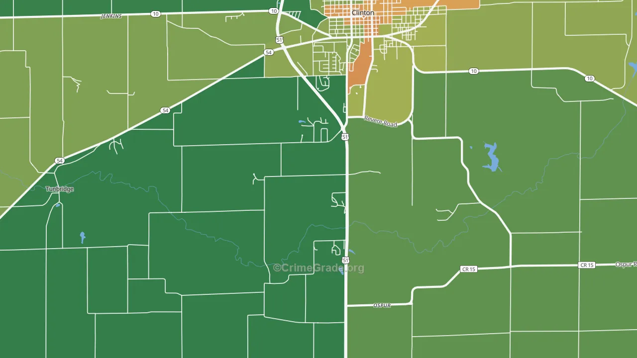 Ospur, IL Map of Vandalism Rates