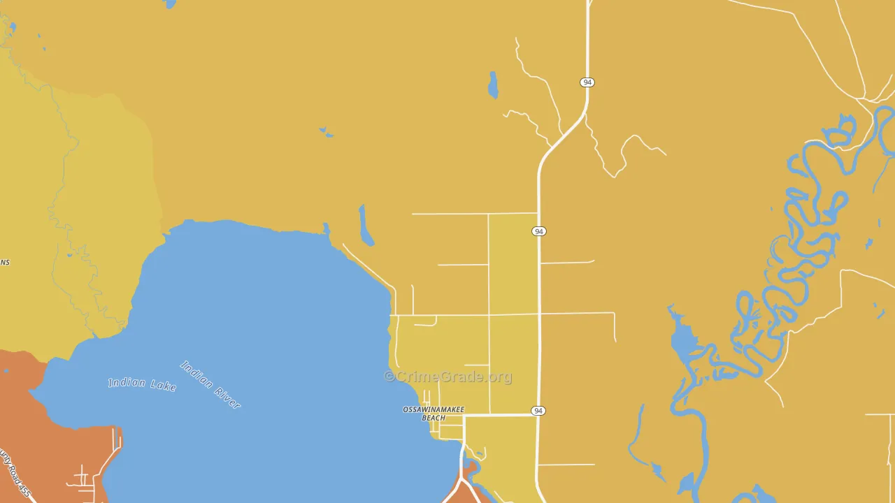 Ossawinamakee Beach, MI Map of Vandalism Rates