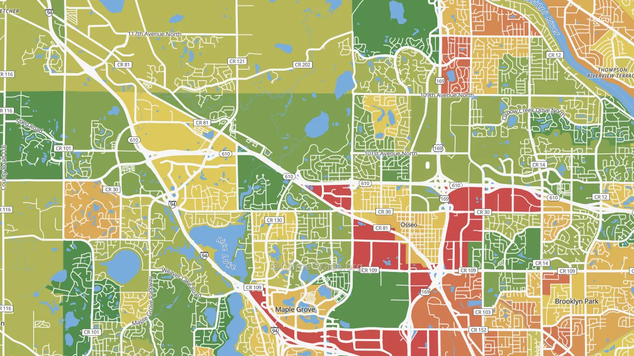 Osseo, MN Map of Vandalism Rates
