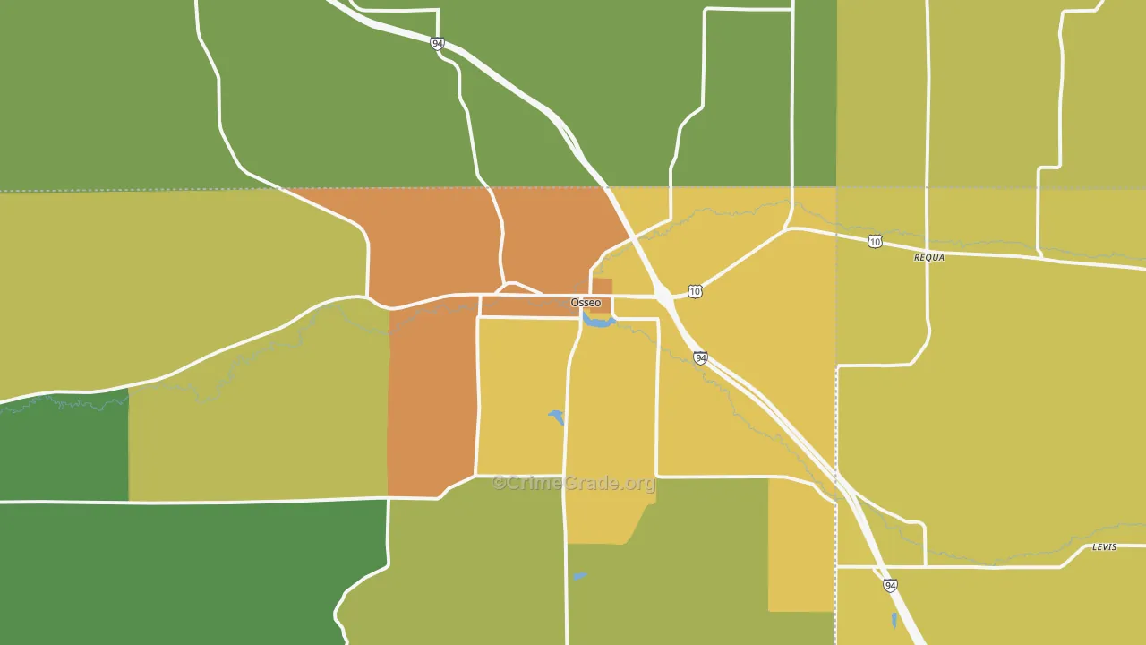 Osseo, WI Map of Vandalism Rates