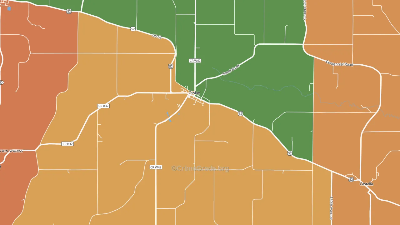 Ossian, IA Map of Vandalism Rates