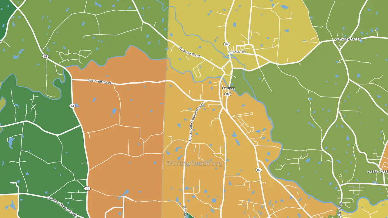 Ossipee, NC Map of Vandalism Rates