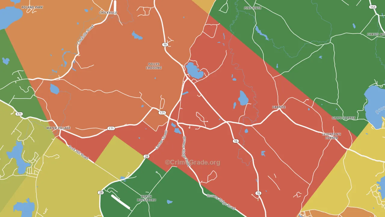 Ossipee, NH Map of Vandalism Rates