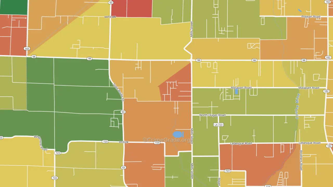 Ossun, LA Map of Vandalism Rates