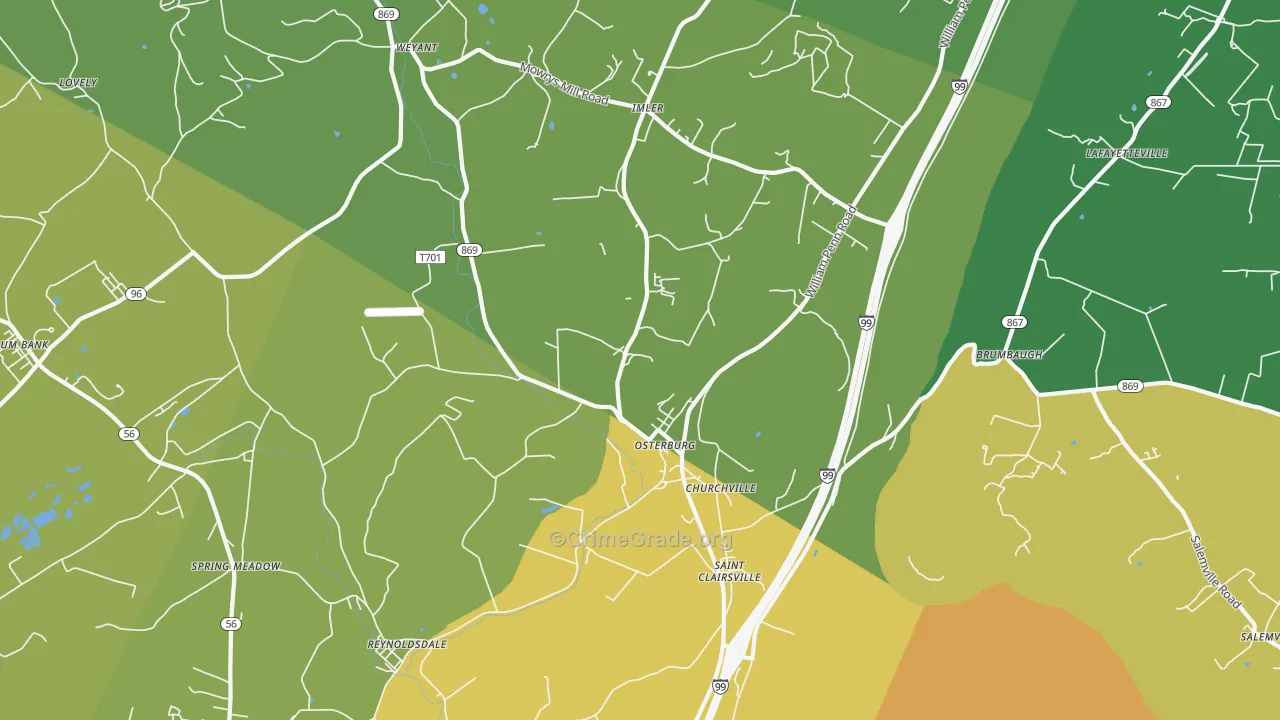 Osterburg, PA Map of Vandalism Rates