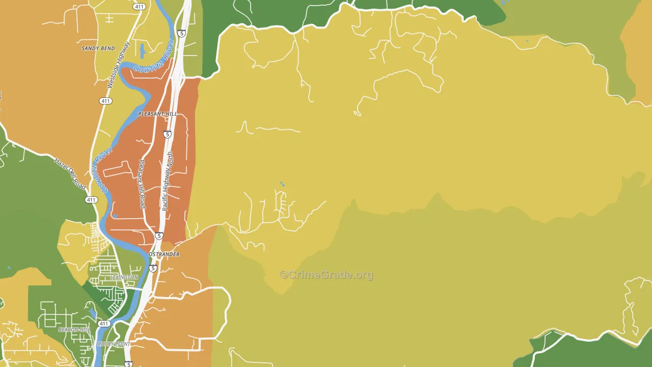 Ostrander, WA Map of Vandalism Rates