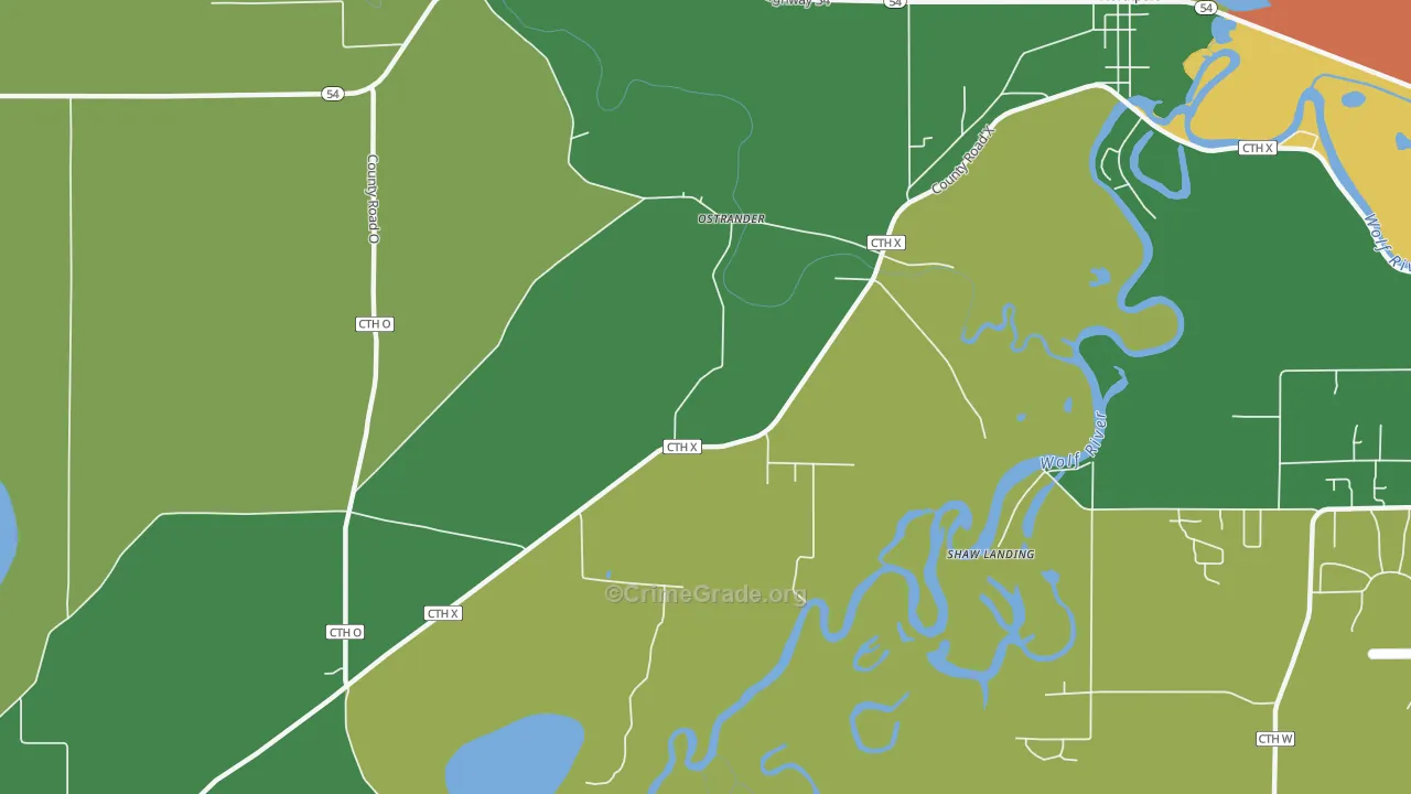 Ostrander, WI Map of Vandalism Rates
