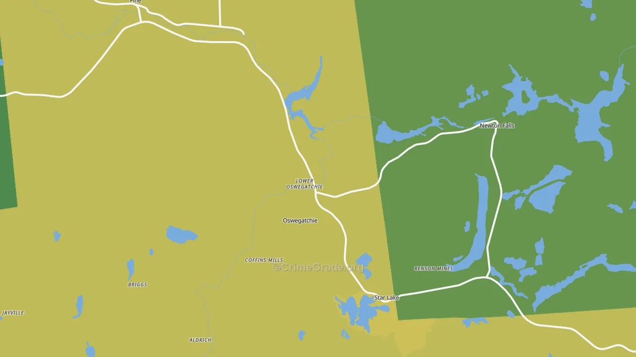 Oswegatchie, NY Map of Vandalism Rates