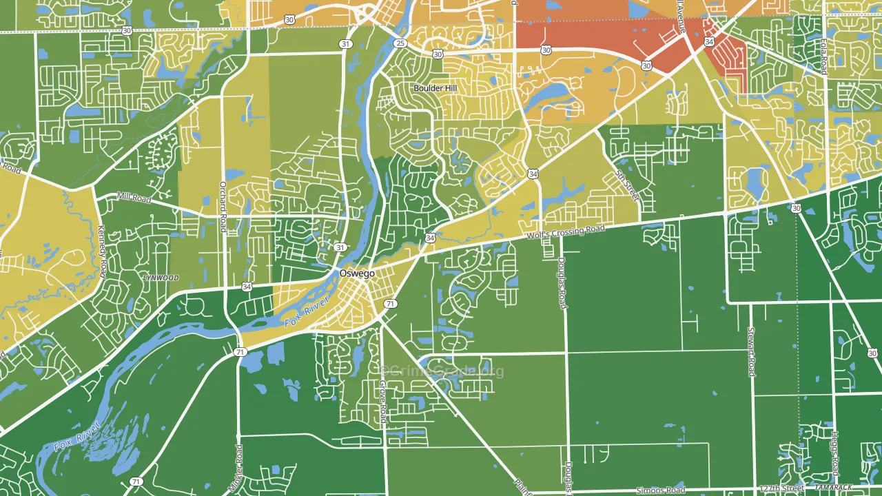 Oswego, IL Map of Vandalism Rates