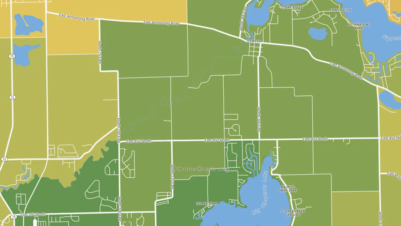 Oswego, IN Map of Vandalism Rates