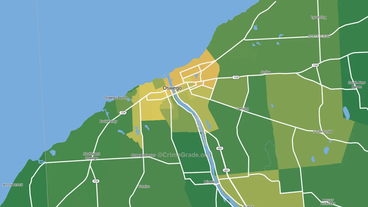 Oswego, NY Map of Vandalism Rates