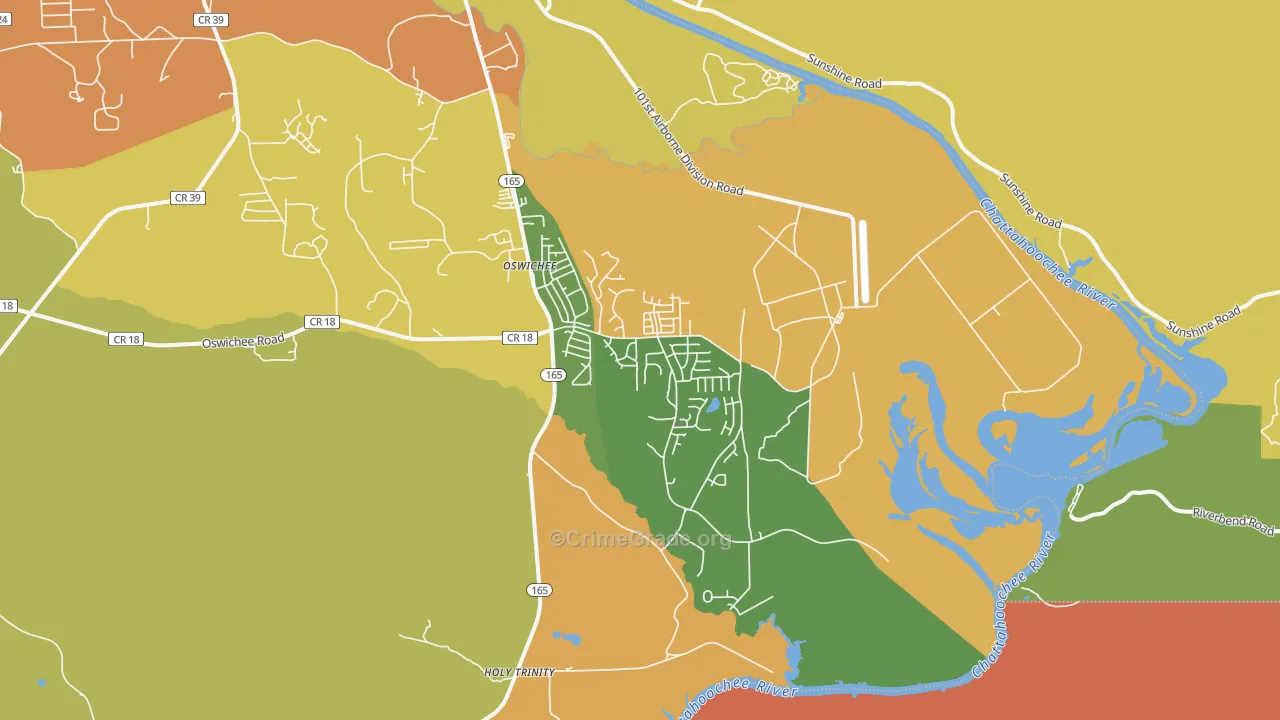 Oswichee, AL Map of Vandalism Rates