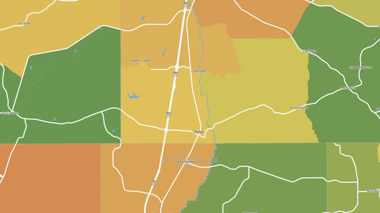 Osyka, MS Map of Vandalism Rates