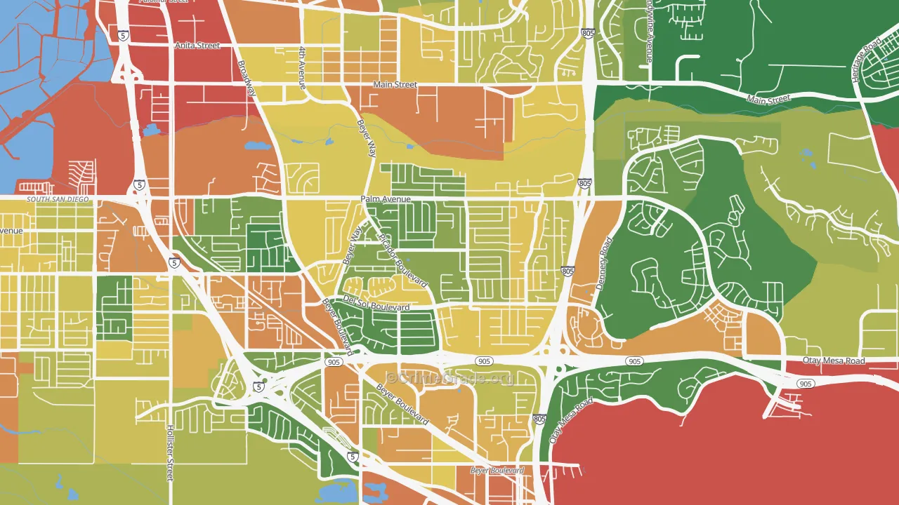 Otay Mesa West, San Diego, CA Map of Vandalism Rates