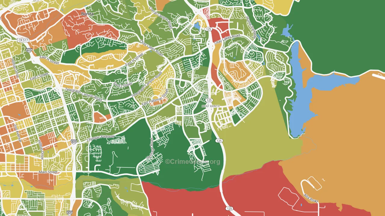 Otay Ranch, Chula Vista, CA Map of Vandalism Rates