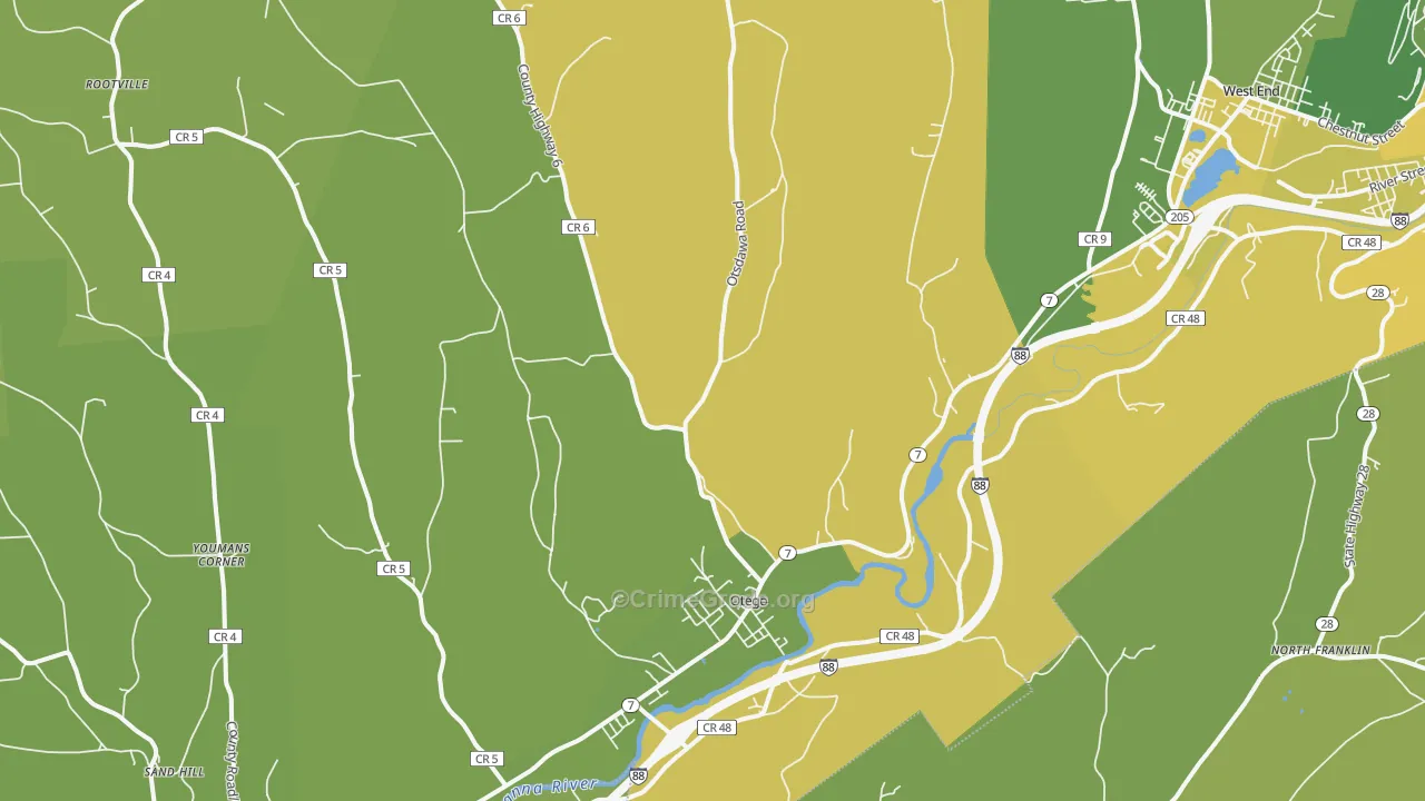 Otego, NY Map of Vandalism Rates
