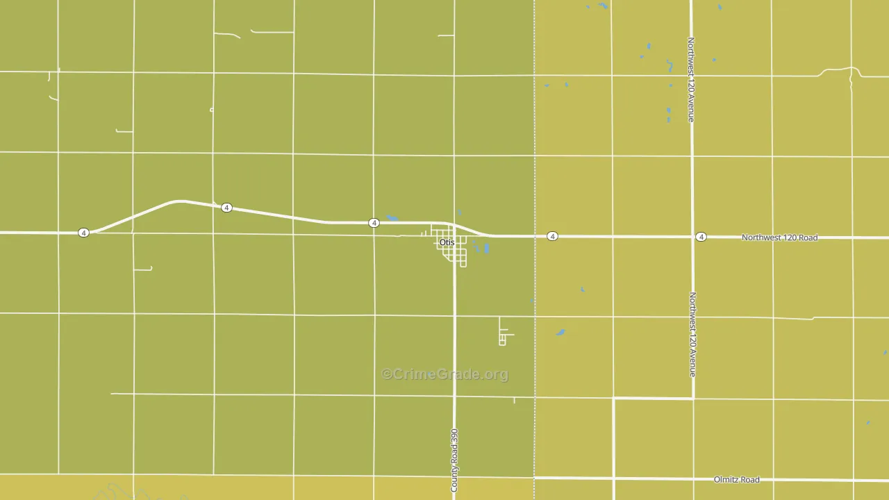 Otis, KS Map of Vandalism Rates