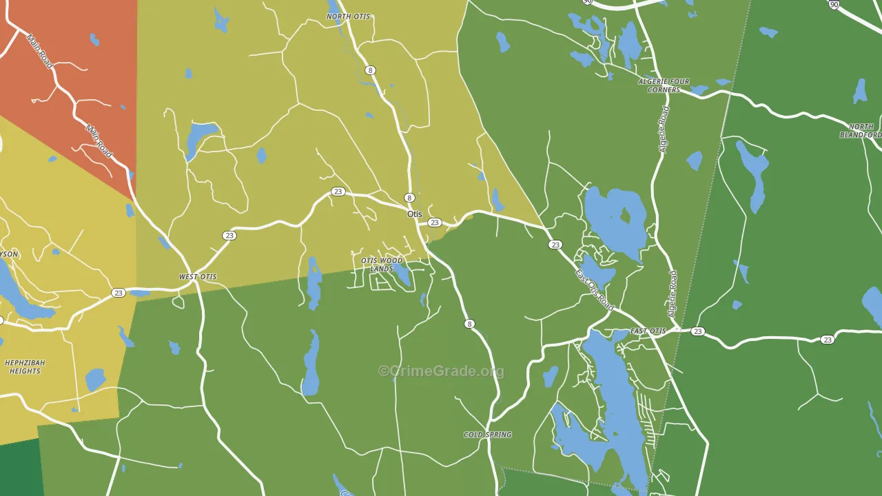 Otis, MA Map of Vandalism Rates