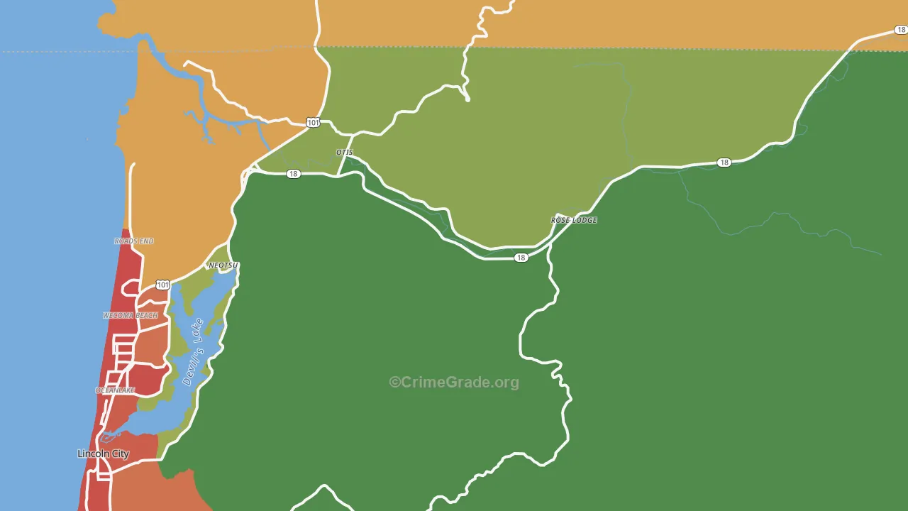 Otis, OR Map of Vandalism Rates