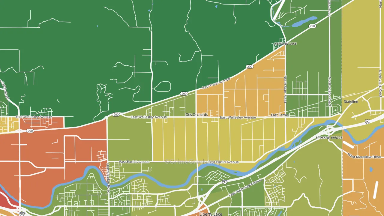 Otis Orchards, WA Map of Vandalism Rates