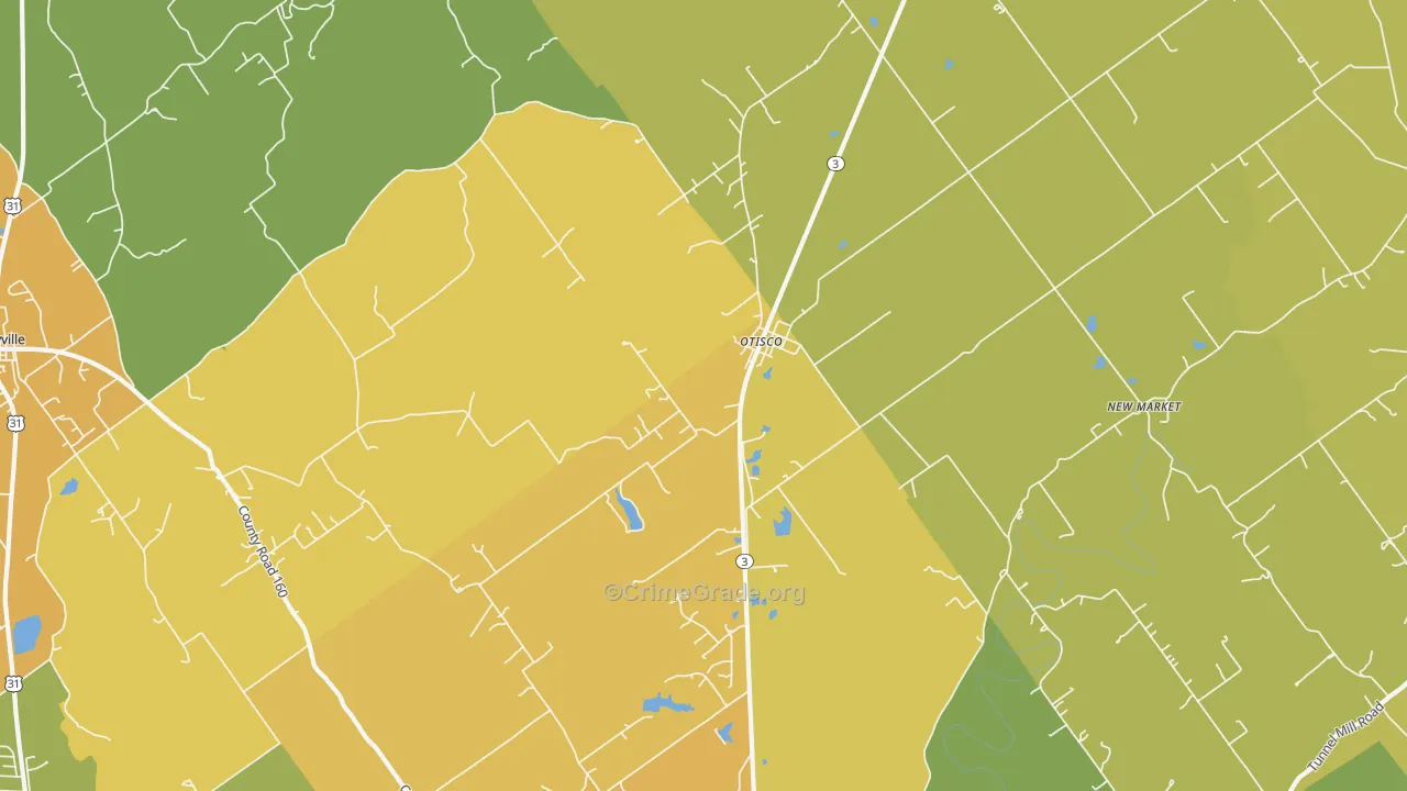 Otisco, IN Map of Vandalism Rates