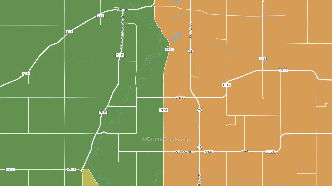 Otisco, MN Map of Vandalism Rates