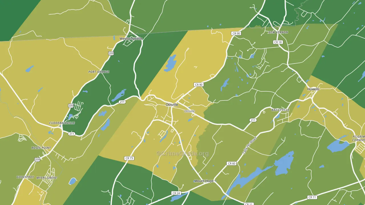 Otisville, NY Map of Vandalism Rates
