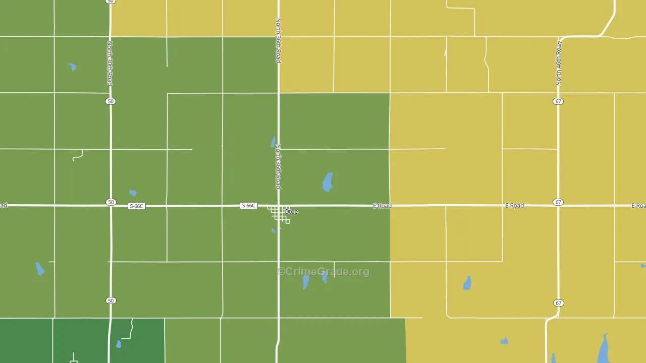 Otoe, NE Map of Vandalism Rates