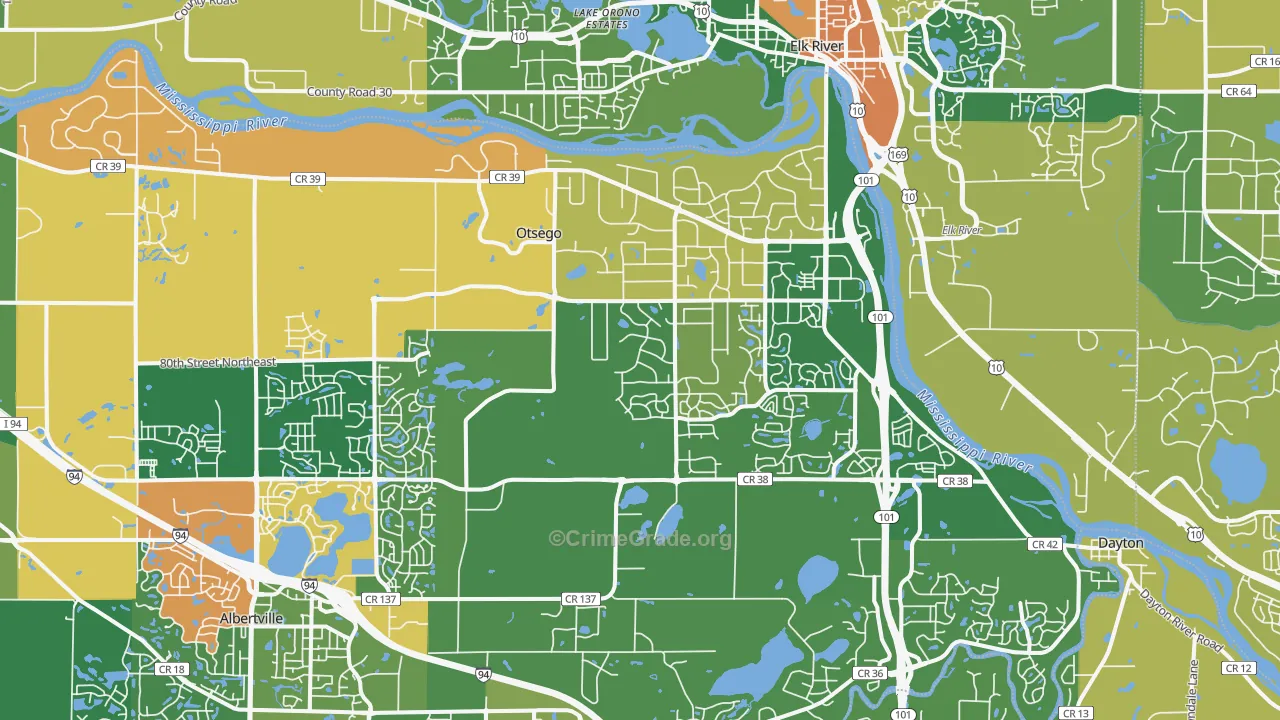 Otsego, MN Map of Vandalism Rates
