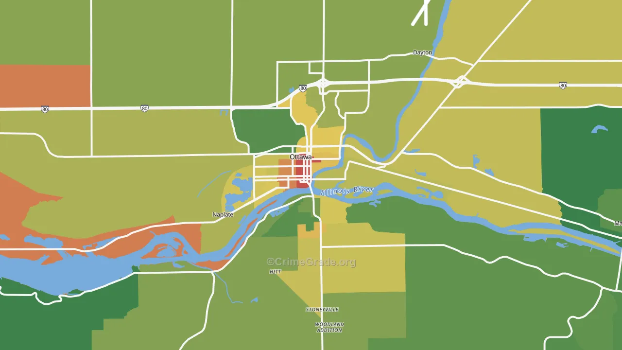 Ottawa, IL Map of Vandalism Rates