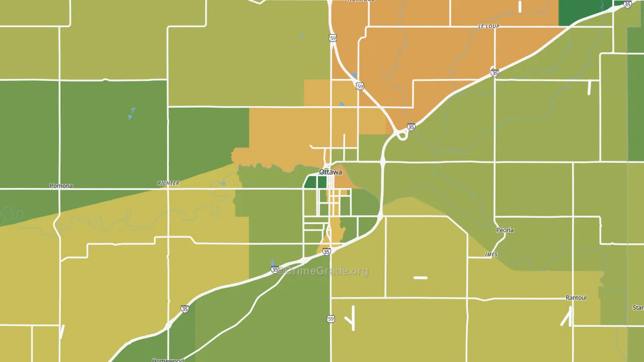 Ottawa, KS Map of Vandalism Rates
