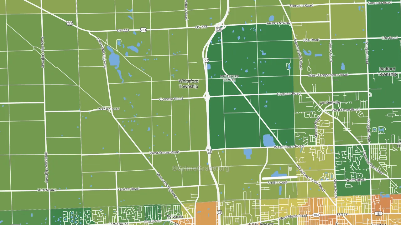 Ottawa Lake, MI Map of Vandalism Rates