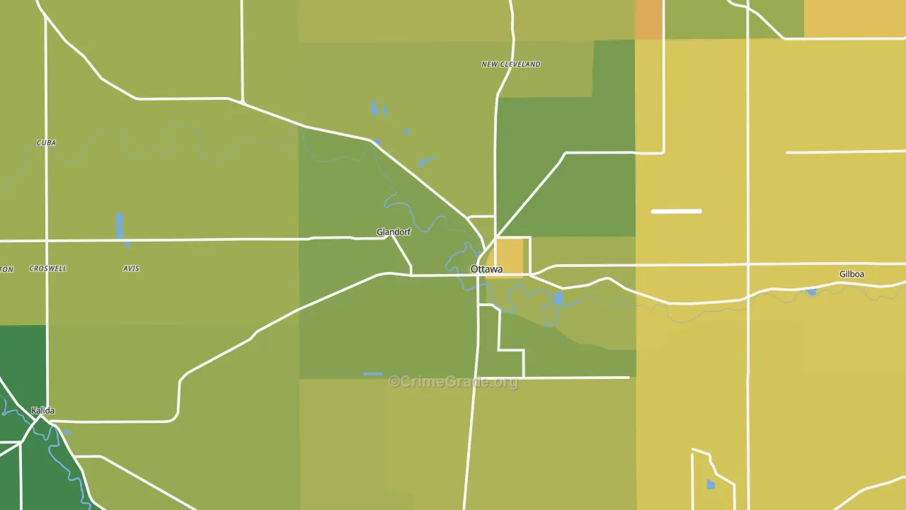 Ottawa, OH Map of Vandalism Rates
