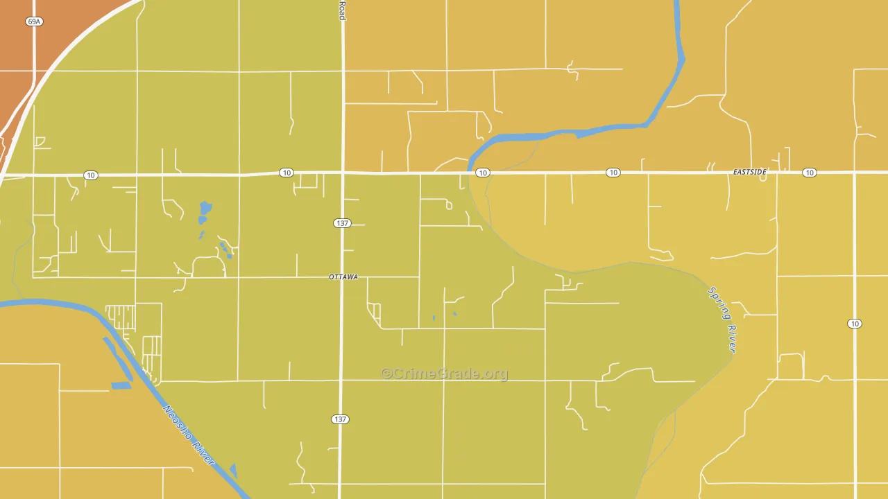 Ottawa, OK Map of Vandalism Rates