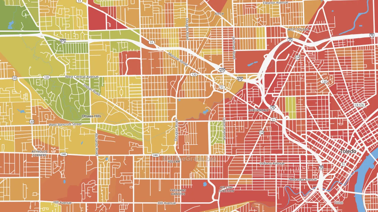 Ottawa, Toledo, OH Map of Vandalism Rates
