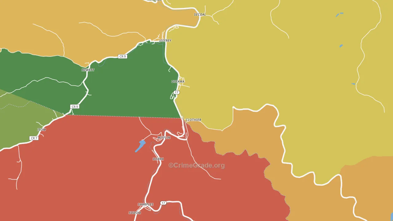 Ottawa, WV Map of Vandalism Rates