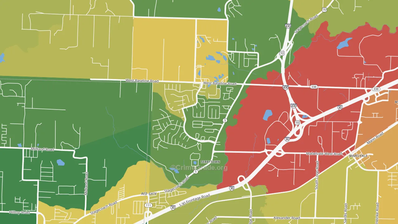 Otter Creek Crystal, Little Rock, AR Map of Vandalism Rates