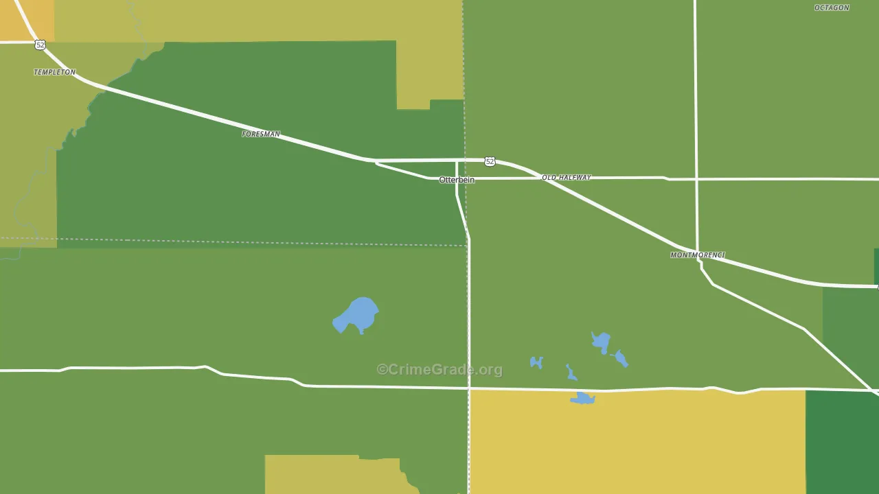 Otterbein, IN Map of Vandalism Rates